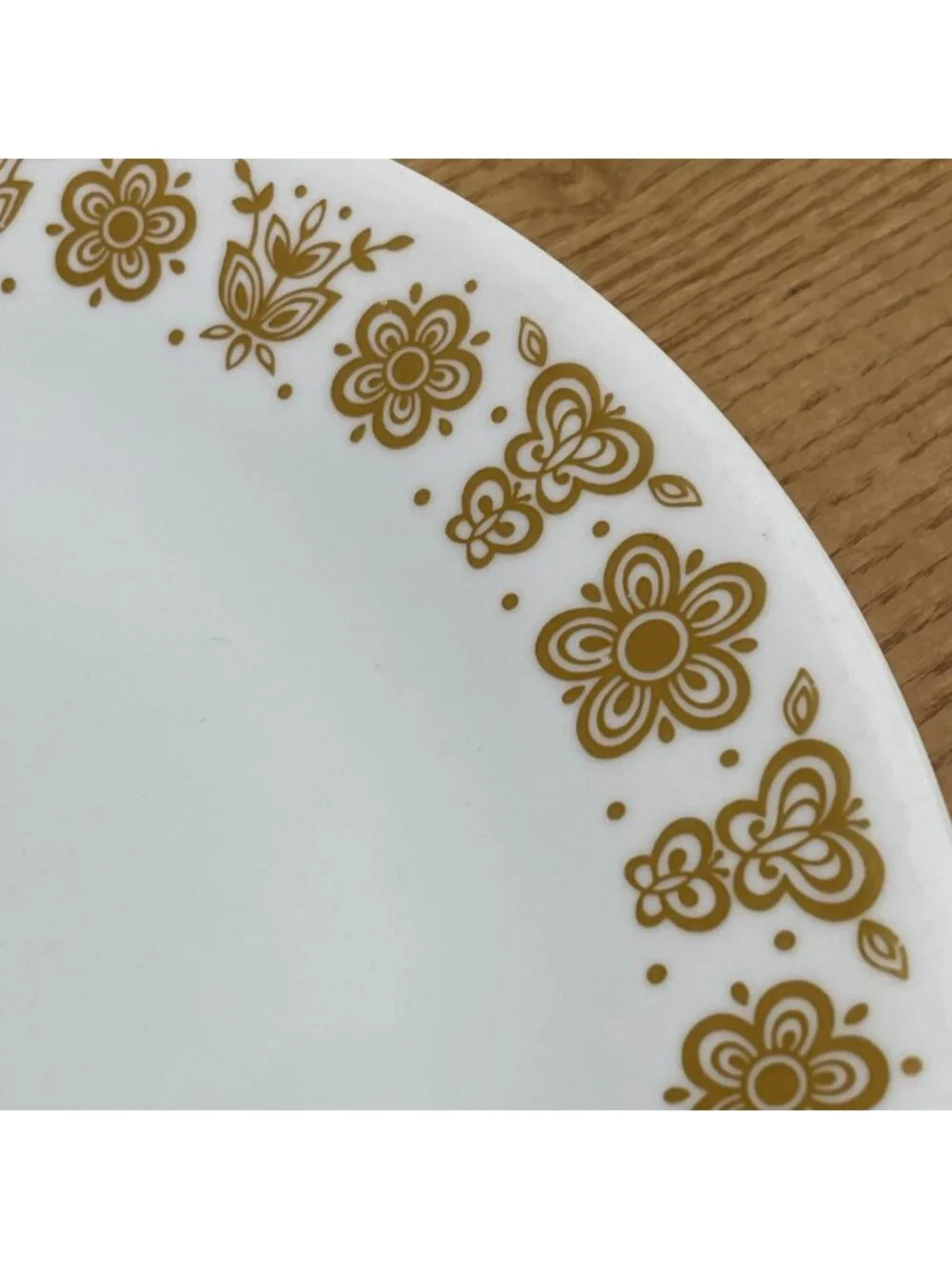 Vtg Corelle Butterfly Gold Dinner Plates 10.5 inch Set Of 3 White 1970s Corning